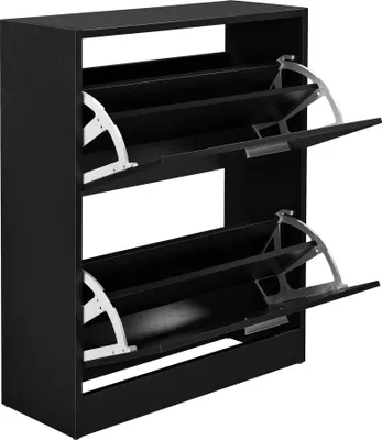 Produktbild von Schuhschrank 'Sykkylven' Schuhkipper mit 2 Klappen 81 x 63 x 24 cm Schwarz