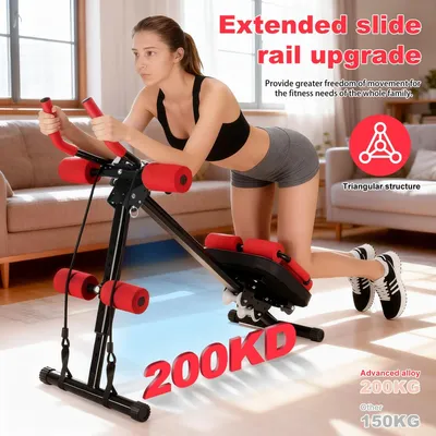 Produktbild von Bauchtrainer für Zuhause - Abdominalgerät - Multifunktionales Core-Workout - Cardio- und Krafttraining - Taille und Bauch - Unisex - Rot