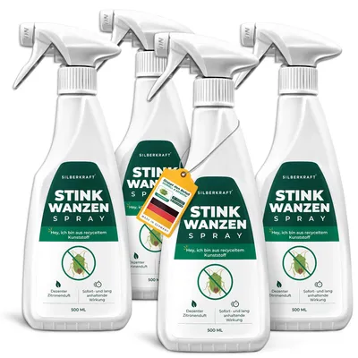 Produktbild von Silberkraft Stinkwanzenspray zur effektiven Stinkwanzen-Abwehr - Mittel gegen Stinkwanzen - hochwirksam & labor - 4 x 500 ml
