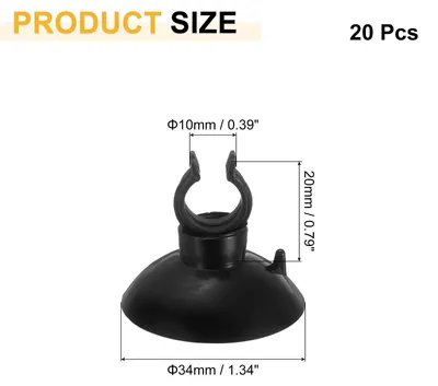 Produktbild von 20 Stš¹ck Aquarium Saugnapf Clips, 10mm Luftschlauchhalter Klemmen Saugnapfhalter Saugnapf fš¹r ID Luftschlauch Tank, Schwarz
