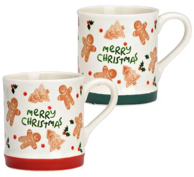 Produktbild von Lebkuchen Spruch Dekor Weihnachts-Tassen 2er Set in 10 cm, 350 ml