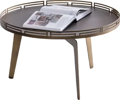 Immagine prodotto di Elegante tavolino da salotto con superficie in legno beige Tavolino rotondo per soggiorno
