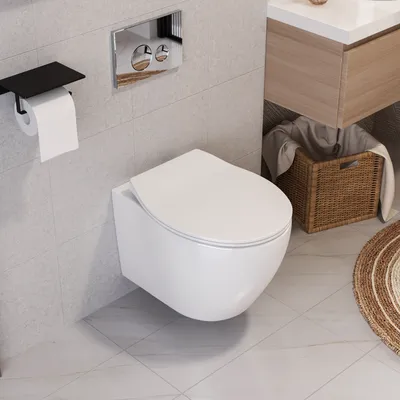 Produktbild von DeerValley Hänge WC Spülrandlos Toilette – Superstarke Full-Circle Spülung, Geräuscharm, WC Sitz mit Absenkautomatik, Glatte Keramikoberfläche, Weiß