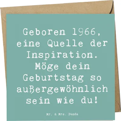 Produktbild von Mr. & Mrs. Panda Grußkarte Spruch 1966 Geburtstag - Meeresbrise - Geschenk, Geburtsjahr, Klappkarte, anlasskarte, faltkarte, Happy Birthday, doppelkarte, Glückwunschkarte