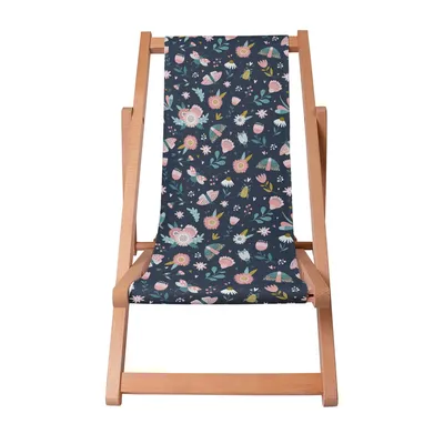Image de Dreamroots Chaise longue enfant pliable bois, jusqu'à 130 kg, Chaise longue pliable avec dossier inclinable en 3 positions, Summer Bugs
