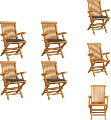 Produktbild von vidaXL Gartenstühle mit Anthrazit Kissen 4 Stk. Massivholz Teak -  Gartenstühle