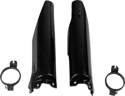 Zdjęcie produktu dla Osłony widelca UFO PLAST, 2-częściowe, osłona widelca do modeli Kawasaki KX F, Suzuki RM-Z 125 / 250 cm³, roczniki 2004–2008, kolor: czarny