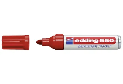Zdjęcie produktu dla Edding 550, Czerwony, Czerwony, Plastik, 3 mm, 4 mm, Karton, Szkło, Metal, Papier, Plastik, Drewno
