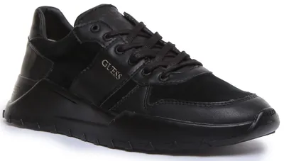 Produktbild von Guess Lucca Herren Turnschuhe aus Leder mit niedriger Spitze in Schwarz (42; Schwarz)