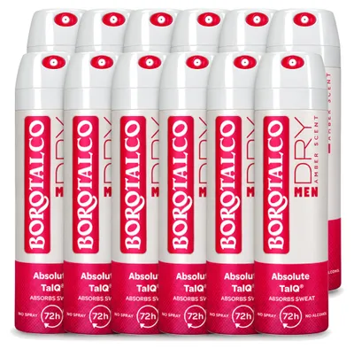 Image de 12 sprays déodorants Borotalco Men Amber - 150 ml - Pack économique - 12 pièces