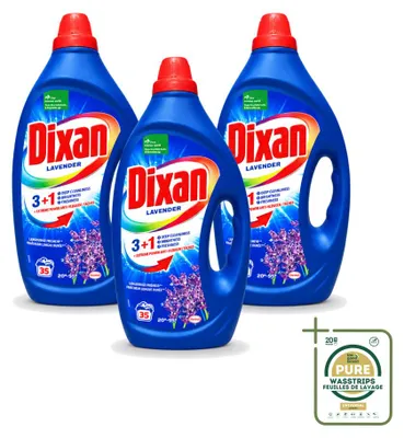 Produktbild von 3 x Dixan Flüssigwaschmittel mit Fleckentferner - Lavendel - für Weißes und Buntes - Vorratspackung - 3 Stücke