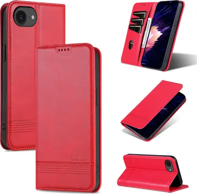 Produktbild von Leder Hülle für iPhone 16e/iPhone 17e, Klapphüllen Brieftasche Magnetverschluss Ständer Schutzhülle Rosa