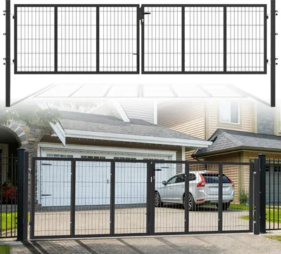 Obrázek produktu pro Izrielar Dvojkřídlá brána Vjezdová brána Zahradní brána Brány Dvorní brána pozinkovaná 350 cm x 100 cm Dvojkřídlá – včetně zámku, klíčů Zahradní branka Plotová brána Antracitová