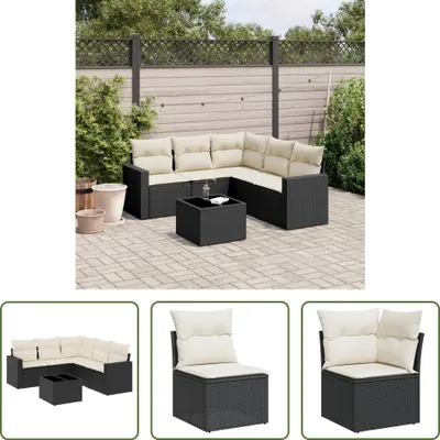 Produktbild von The Living Store 6-tlg. Garten-Sofagarnitur mit Kissen Schwarz Poly Rattan