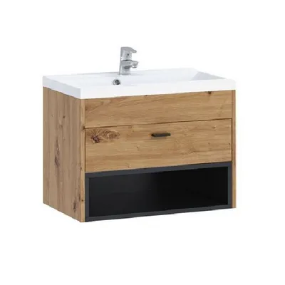 Obrázek produktu pro Koupelnová skříňka pod umyvadlo BEND - černá / dub artisan
