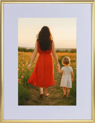 Produktbild von New Lifestyle Kunststoff Bilderrahmen mit Passepartout & Kunststoffglas Collage Wanddeko Poster Hoch- & Querformat - Farbe: Gold | Format: 30x45