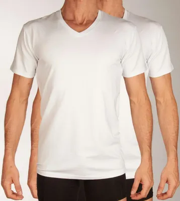 Image de Bamboo Basics t-shirt col v lot de 2 knitted v-neck t-shirt optical white hommes