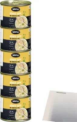Produktbild von Menzi Hühnersuppe mit Eierstich und Reis Konzentriert (5X200ml Dose) + usy Block