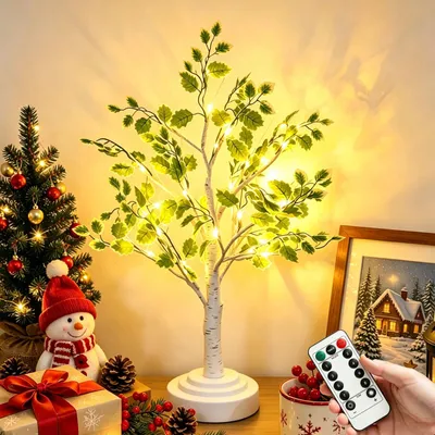 Kunstkerstboom 60 cm, 36 LEDs, warmweiß, Tischbonsai, mit Fernbedienung