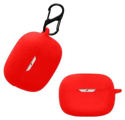 Produktbild von kwmobile Schutzhülle für JBL Wave Beam / Beam 2 / Wave 200TWS Hülle - TPU Silikon Case für Kopfhörer Ladecase - stoßfestes Cover mit Karabiner - Rot