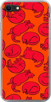 Produktbild von MuchoWow® Handyhülle Schutzhülle Hülle für Telefoonhoesje iPhone SE 2020 Muster - Katze - Orange - Jungen - Mädchen - Kinder - Kind Silikon Softcase Handy Hülle - Kartenbesitzer