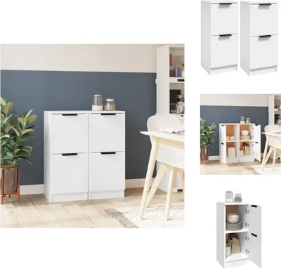 Zdjęcie produktu dla vidaXL Kredensy 2 szt. Biały 30x30x70 cm Materiał drewnopochodny - Kredensy