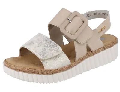 Produktbild von Rieker Damen Sandalen Keilsandaletten Modeschuhe Sommerschuhe hellbeige 40