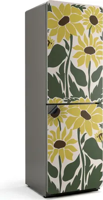 Produktbild von Blumenmuster mit Blättern – Magnetische Kühlschrank Abdeckung – Dekorfolie magnetisch Küche – Kühlschrank Magnet Deko – selbstklebende Magnettafel – Magnetfolie für Kühlschranktür – 60x180 cm