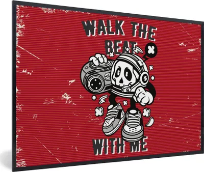 Produktbild von MuchoWow® MuchoWow® Gerahmtes Poster Radio - Totenkopf - Vintage 90x60 cm - Poster mit zchwarzem Bilderrahmen - Fotorahmen - Foto-Plakat
