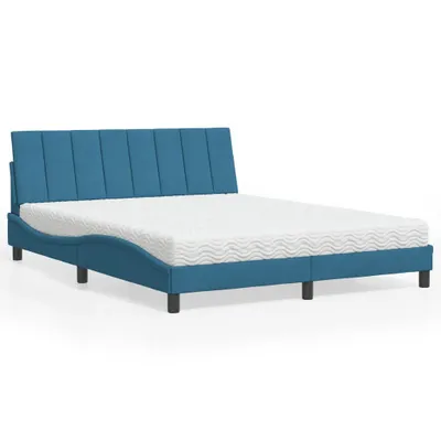 Produktbild von Bett mit Matratze "Hanko" Blau 160x200 cm Samt