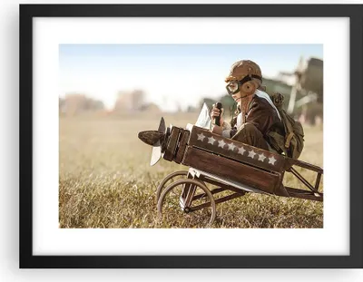 Produktbild von Gerahmtes Poster - Schwarzer Rahmen - Kindheit Flugzeug Spielzeug - 40x30 cm - Wand Bild - Wanddeko - Wandbilder - Kunstposter - Wandposter - Bilderrahmen - Bilder - Kunstdruck - P2BAA40x30-4469