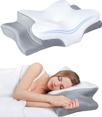 Produktbild von Memory-Kissen zur Nackenstütze, verstellbares Nackenkissen für bequemes Schlafen, ergonomisches Konturkissen aus Memory-Schaum, orthopädisches Bettkissen für Seiten-, Rücken- und Bauchschlaf