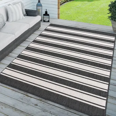 Produktbild von TT Home In-& Outdoorteppich Wetterfest Terrasse Geometrisches Design Gestreiftes Design Größe 60x100 cm