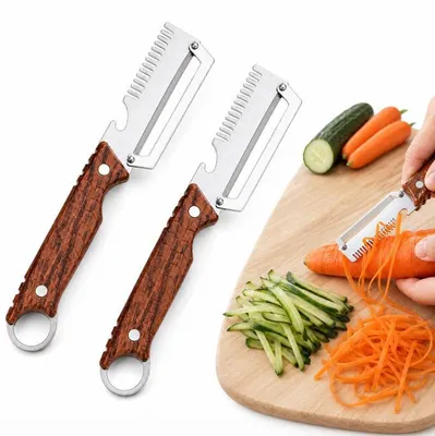 Produktbild von Gemüseschäler Set Edelstahl 2 Stück, Kartoffel- und Obstschäler mit Julienne Klinge, ergonomisch & rutschfest für Küche