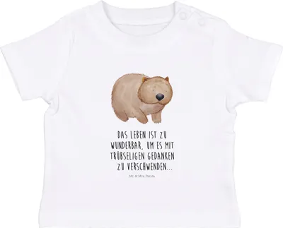 Produktbild von Mr. & Mrs. Panda Babyshirt Wombat 12. - 18. Monat - Weiß - Geschenk, Australien,  T-Shirt, Das Leben Ist schön, Spruch, Baby Oberteil, Shirt, Lustige Sprüche