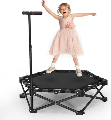 Zdjęcie produktu dla Trampolina fitness – Rebounder – uchwyt z regulacją wysokości – antypoślizgowy uchwyt – nośność 150 kg – cicha praca – szybki montaż