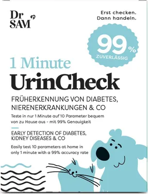 Produktbild von Dr. SAM UrinCheck – 1-Minuten Urintest Hund & Katze, 10 Parameter