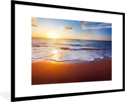Produktbild von MuchoWow® Gerahmtes Poster Strand - Meer - Sonne - Horizont 90x60 cm - Poster mit Schwarzem Bilderrahmen Wandposter Rahmen Foto Bilder - Wanddekoration - Fotos
