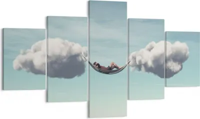 Produktbild von Bild auf Leinwand - Leinwandbild - 5 Teile - Wolken Hängematte Ruhe - 125x70cm - Wand Bild - Wanddeko - Wandbilder - Leinwanddruck - Bilder - Wanddekoration - Leinwand bilder - EA125x70-4373
