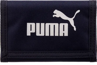 A navy blue Puma wallet with the Puma logo and text on the front.