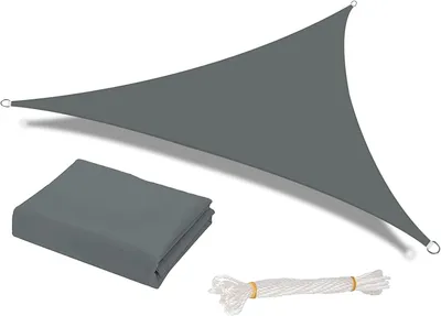 Obrázek produktu pro Trojúhelníková sluneční plachta 3 x 3 x 3 m, vodotěsná, ochrana proti slunci včetně upevňovacích lan, PES polyester s UV ochranou, na zahradu, terasu, kempování, světle šedá