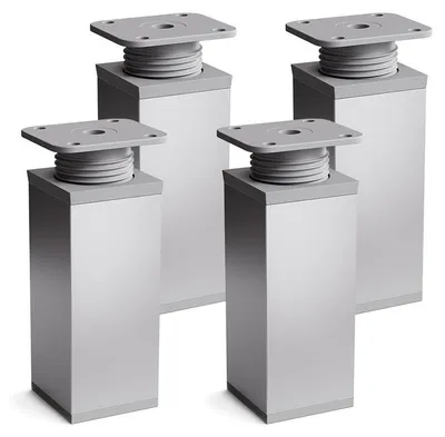 Produktbild von 4er Set sossai moderne Möbelfüße in eloxiertem Alu Design 100mm höhenverstellbar Schrankfüße Sockelfüße