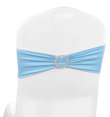 Stretch-Stuhlscharpen mit Bändern, Babyblau, 100 Stück