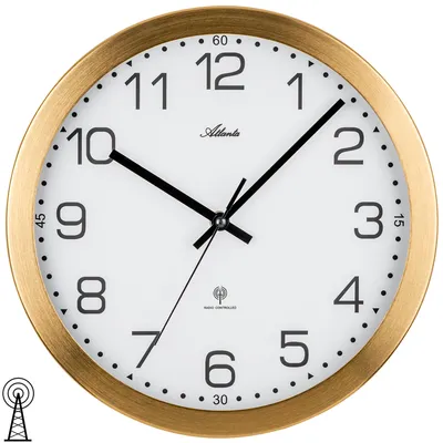 Produktbild von Atlanta 4371/9 Wanduhr Funk Funkwanduhr analog rund golden