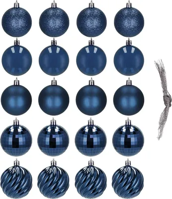 Produktbild von Springos® Weihnachtskugeln 20 Stück Set Ø6 cm Dunkelblau bruchsicher Glitzer Matt Weihnachtsdekoration Weihnachtsbaum - Dunkelblau