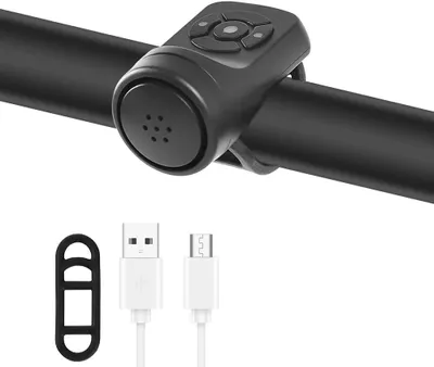 Imagen del producto de Timbre eléctrico para bicicleta, 120 dB - Con función de alarma - 4 sonidos - Recargable