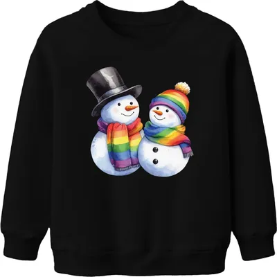 Produktbild von LGBTQ+ Schneemänner - Weihnachten Weihnachtsgeschenk Christmas Uni Kinder Weihnachtspullover, Schwarz, 152