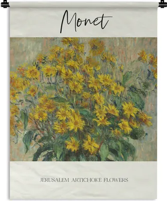 Produktbild von MuchoWow® Wandteppich Wandbehang Monet - Gemälde - Topinamburblüten 150x200 cm Tapisserie Dekoration Wandtuch - Wandaufhängung - Moderner