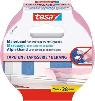 Obrázok produktu pre TESA 56261, maliarska páska, Papája, Ružová, Akrylová farba, alkydová farba, latexová farba, 7 dni, 25 m