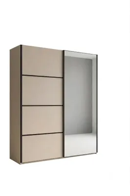 Zdjęcie produktu dla Szafa Napoli 3 kaszmirowa, przesuwna z lustrem - 200 x 67 x 245 cm